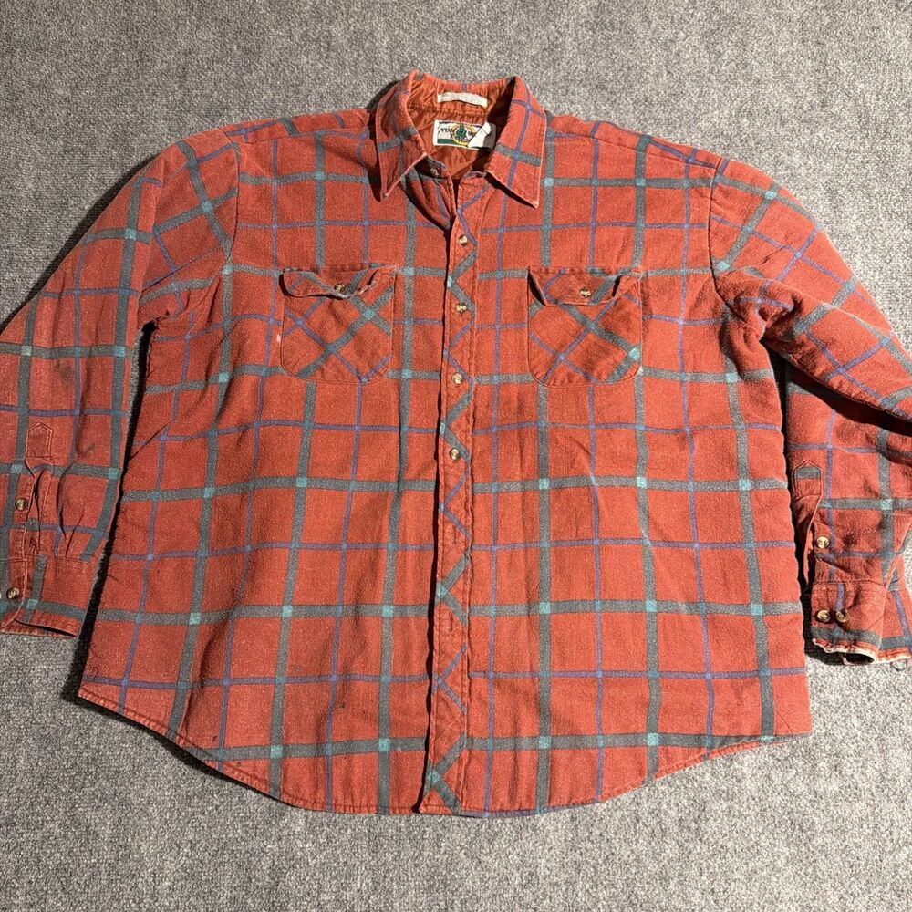 Vintage Northwest Territory Shirt Mens 2X Red Plaid Flannel Lined Cotton 90s